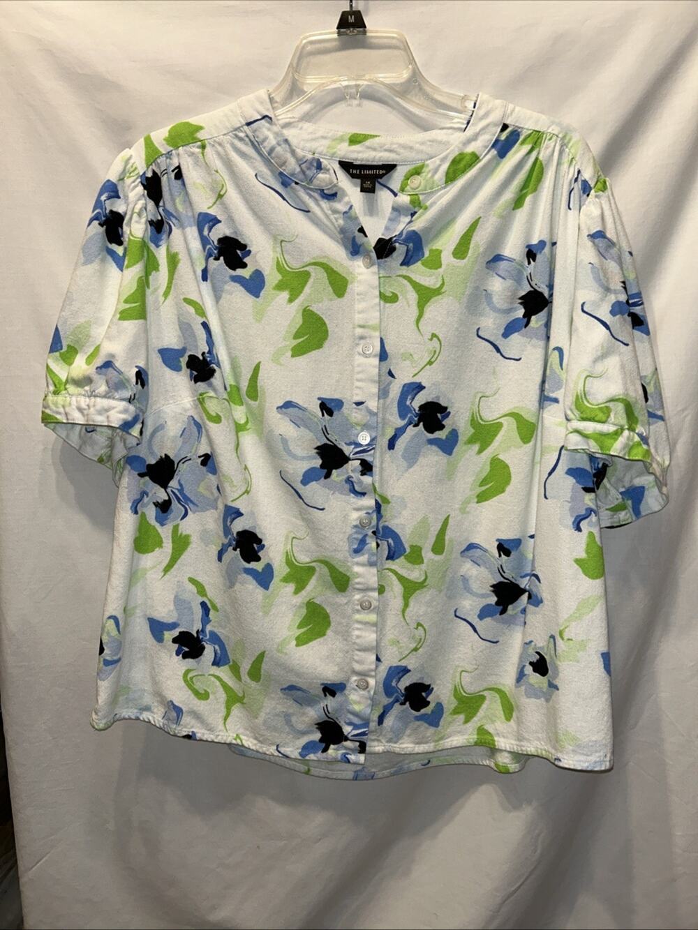 The Limited Woman 1x Floral Linen Puff Sleeve Top Feminine Cottagecore Summer